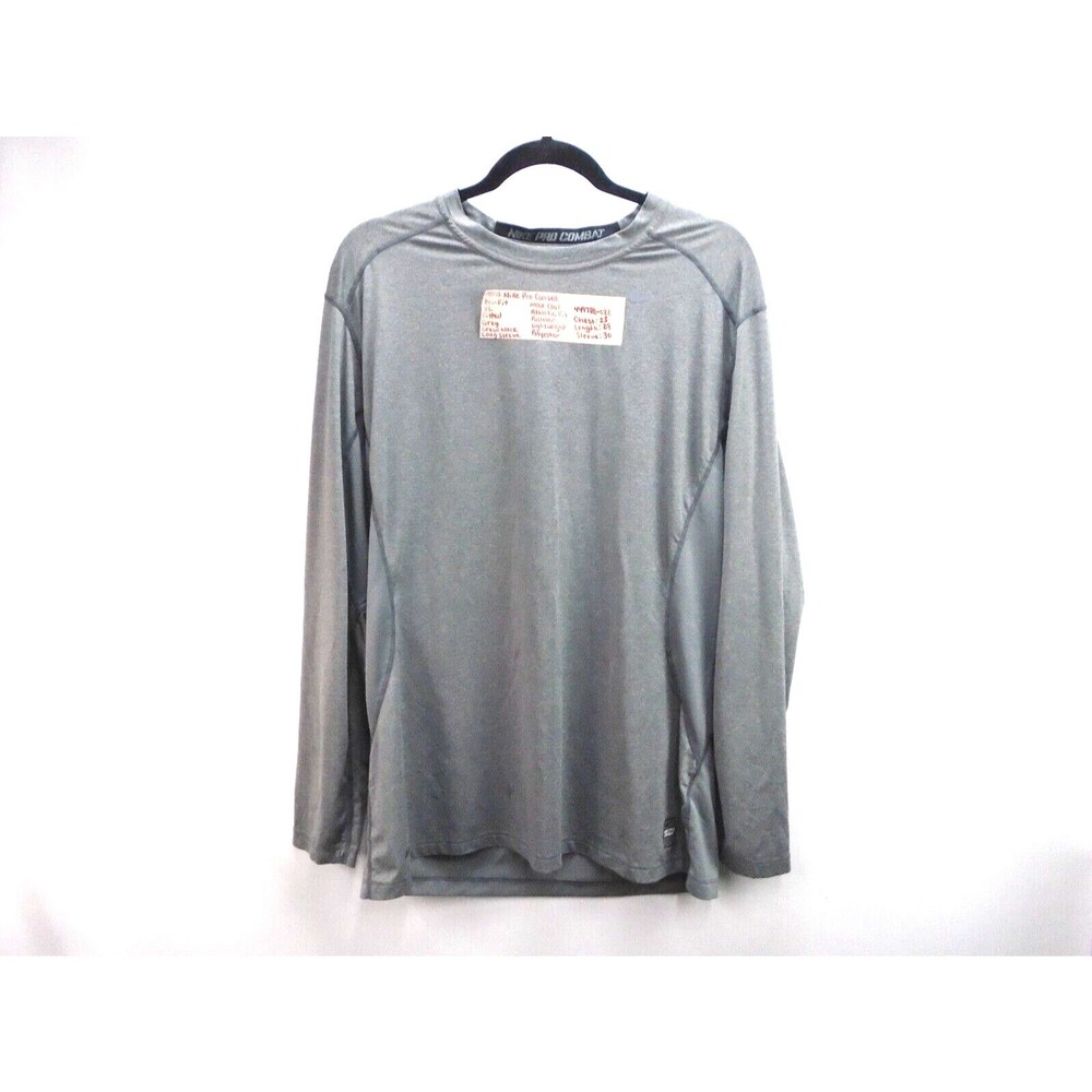 Nike Pro Combat Max-Cool Shirt Men Size XL Dri-Fit Baselayer Gray Vented